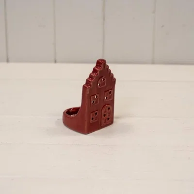 The Range Red Ceramic House Tealight Holder with Square Roof - Red