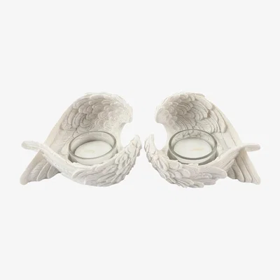 The Range Set Of 2 Winged Candle Holders - White