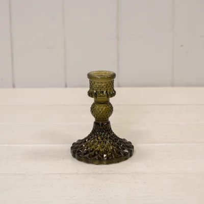The Range Olive Green Glass Candle Holder - Olive