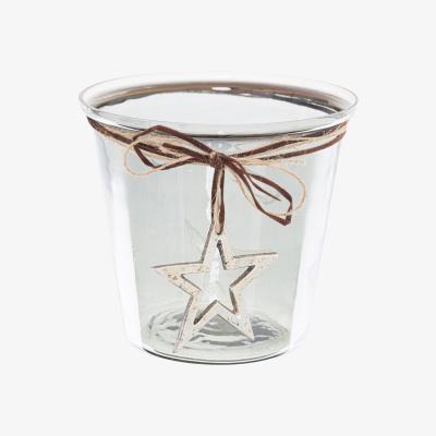 The Range Smoked Midnight Hammered Star Large Candle Holder - Grey