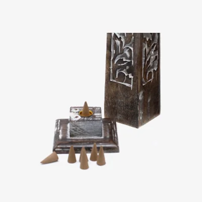 The Range Tape Incense Tower Washed Des2 Mango Wood - Black