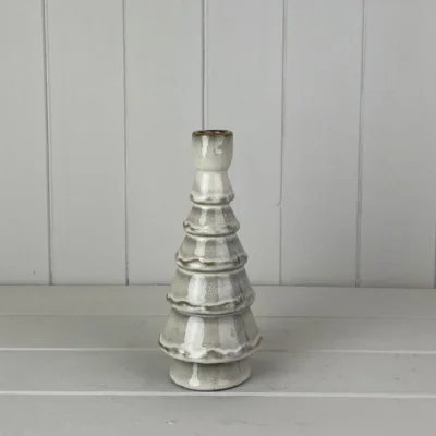 The Range Silver Glazed Ceramic Candle Holder - Grey