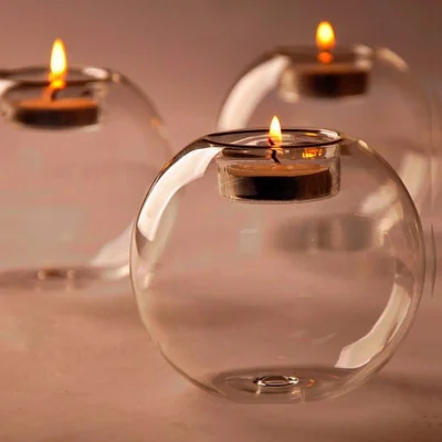 The Range 6PCS Round Glass Ball Clear Tealight Candle Holder Wedding Party Decor Dia 8cm - transparent