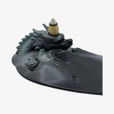 The Range Backflow Incense Burner Dragon in Pool with Surprising Details - Grey