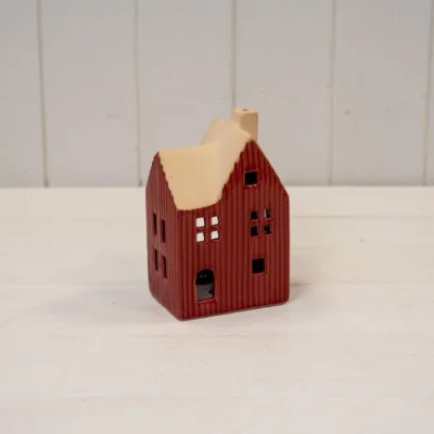 The Range Medium Red Ceramic House Tealight Holder - Red
