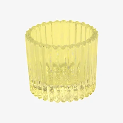 The Range Yellow Ribbed Glass Tealight Holder 10 Pack - Yellow