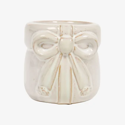 The Range Glazed Bow Tealight Holder - Cream