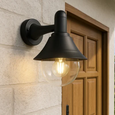 The Range CGC Martina Black Outdoor Wall Lantern Light with Clear Diffuser IP44 Polycarbonate