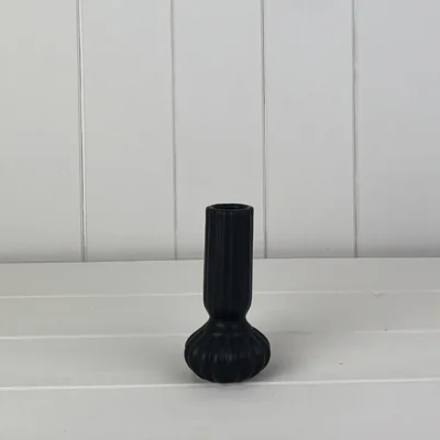 The Range Contemporary Black Rustic Ceramic Candle Holder - Black