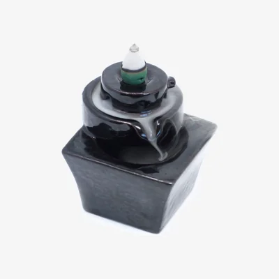 The Range Back Flow Incense Burner Round to Square - Black
