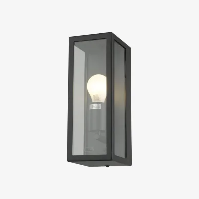 The Range Montrose Outdoor Half Lantern Wall Light - Black And Clear Glass