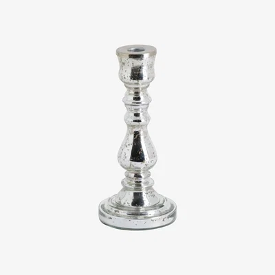 The Range Elegant Decor Curved Design Glass Candle Holder - Silver