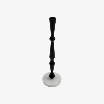 The Range Black and Marble Effect Candlestick - Black