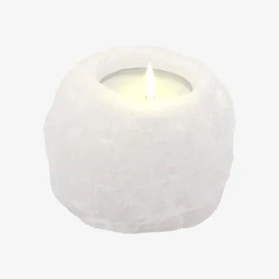 The Range Crystal Rock Himalayan Salt Candle Holder - White