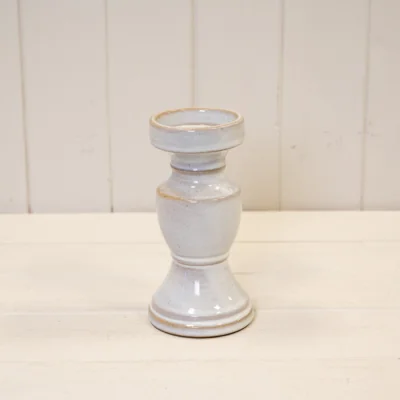 The Range White Natural Ceramic Candle Holder Small - Natural