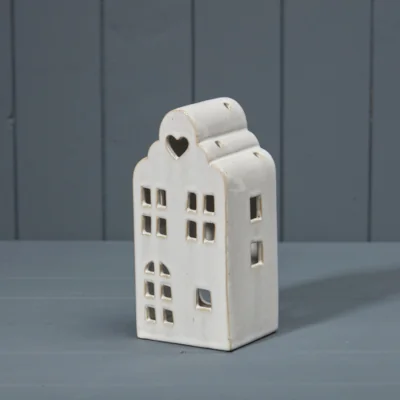 The Range Charming White Ceramic House Tealight Holder - White
