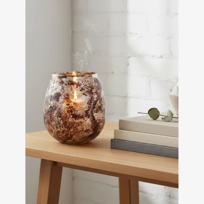 The Range Garan Brown Marble Effect Large Candle Holder - Brown