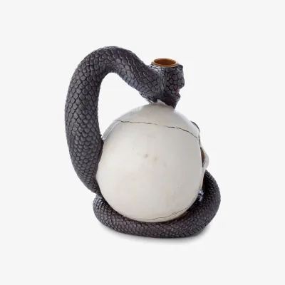 The Range Snake and Skull Backflow Incense Burner - White & Grey