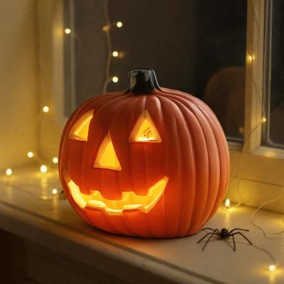The Range Halloween Pumpkin Lantern with LED and Battery Power - Orange / 18cm