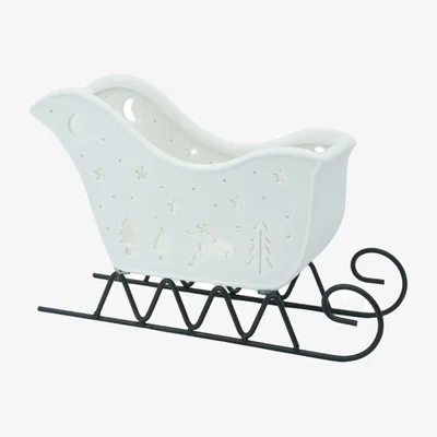 The Range Decorative Sleigh Tealight Holder - White