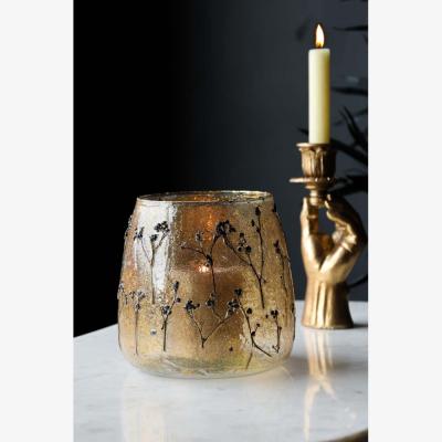 Rockett St George Gold Dried Flowers Glass Candle Holder