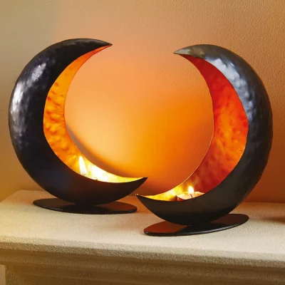 The Range Set of 2 Crescent Candle Holders - Black