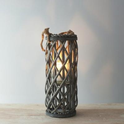 The Range Grey Woven Candle Holder Lantern - 40cm  - Grey