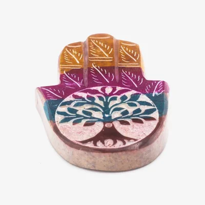 The Range Soapstone Hamsa Incense Holder Tree of Life MultiColor - Multicolor