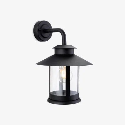 The Range Roma 1 Light Outdoor Wall Lantern Black IP44 E27 - Black