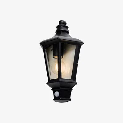 The Range Perry Outdoor Half Lantern Wall Light with PIR Sensor - Black