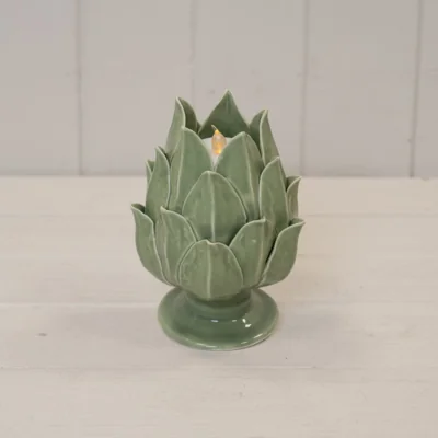 The Range Sage Green Ceramic Artichoke Candle Holder - Pale Green