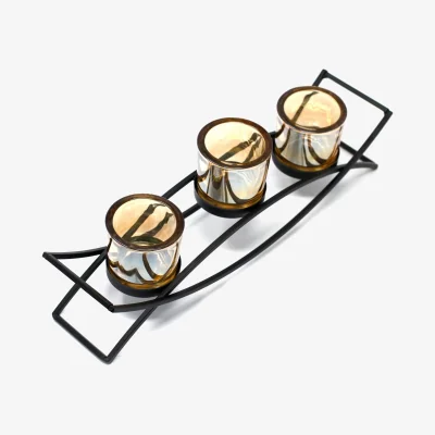 The Range Centrepiece Iron Votive Candle Holder 3 Cup Silluethe - Black
