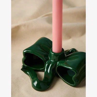 Rose & Grey Olive Bow Candle Holder
