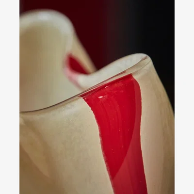 Rose & Grey Red Stripey Glass Candle Holder