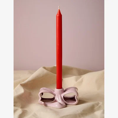 Rose & Grey Pink Bow Candle Holder