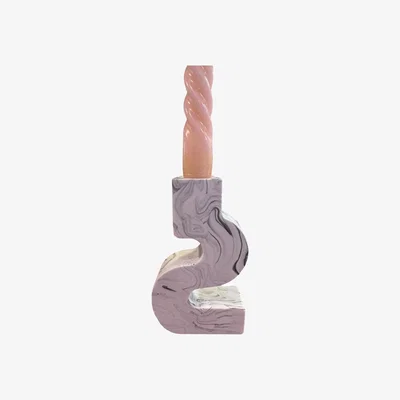 Wolf & Badger Abstract Candlestick Holder - White | By Shax