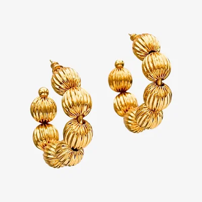 Wolf & Badger Women's Small Gold Lantern Hoop Post Earrings | Jaredjamin