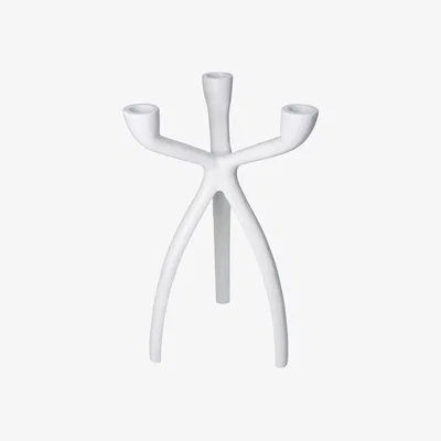 Wolf & Badger The Modern White Three-Armed Candleholder Large | Casabyjj