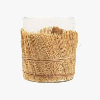Wolf & Badger Brown Chic Raffia Candle Holder Medium Pair | Casabyjj