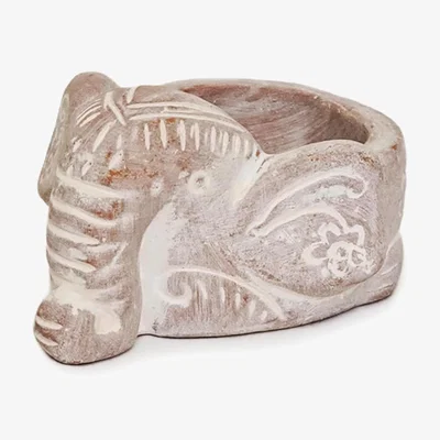 Wolf & Badger Neutrals Terracotta Tea Light Candle Holder - Elephant Korissa