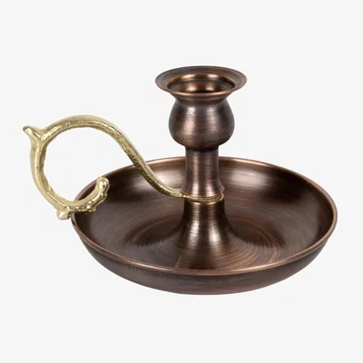 Wolf & Badger Black Vintage Style Dark Copper Candle Holder With Elegant Handle | Anatoliacraft