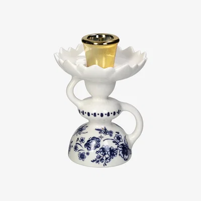 Wolf & Badger Blue / White Delft Chic Candle Holder | Casabyjj