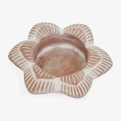 Wolf & Badger Neutrals Terracotta Tea Light Candle Holder - Flower Korissa