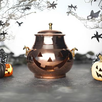 Wolf & Badger Brown Handcrafted Copper Pumpkin Candle Holder With Hanger – Luxury Halloween Decor & Housewarming Gift | One Size | Anatoliacraft