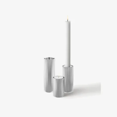 Westwing Candle Holder Bernadotte with Groove Structure, Set of 3