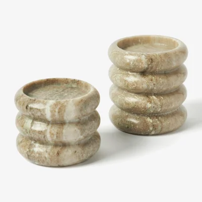 Westwing Marble Candle Holders Orta, Set of 2