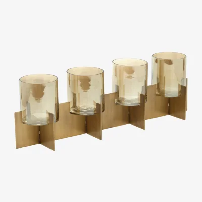 Westwing Mouth-Blown Brass Candle Holder Quarta