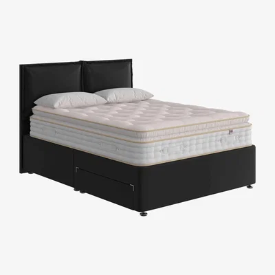 Furniture Village The Handmade Bed Company - Boutique 3000 Pillow Top Divan Set With No Storage - Double - Rhodeo Black
