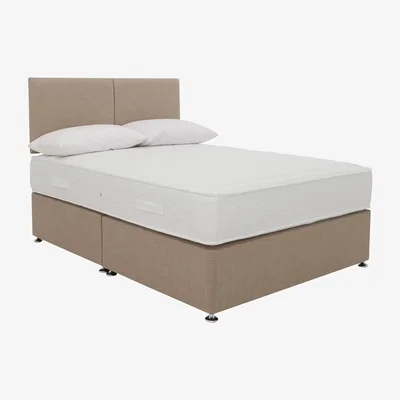 Furniture Village Highgrove - Essentials Dream Coil Divan Set with Trance Headboard - Double - Beige