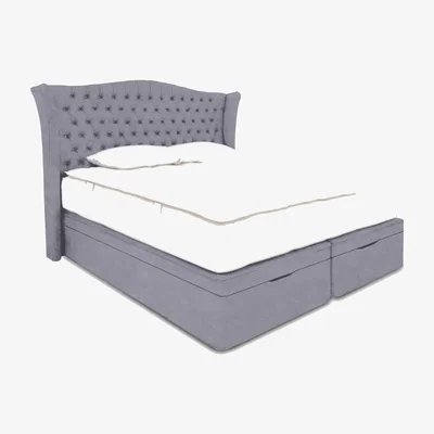 Furniture Village Hypnos - Majestic Ottoman Medium Divan Set - Double - Premium Simply Zinc